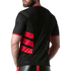 LEADER T-shirt en mesh LOADED Noir-Rouge